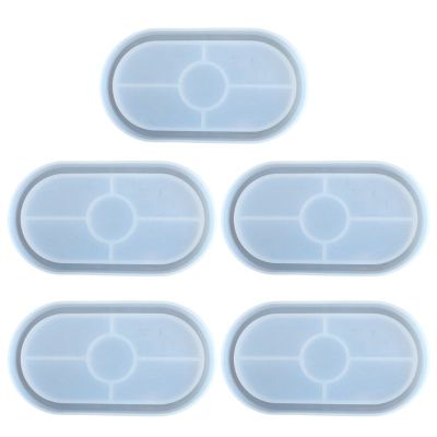 5 Pcs Oval Coaster Molds Silicone Jewelry Making Mould Oval Epoxy Resin Casting Coaster Molds Art Tools,Great for Store the