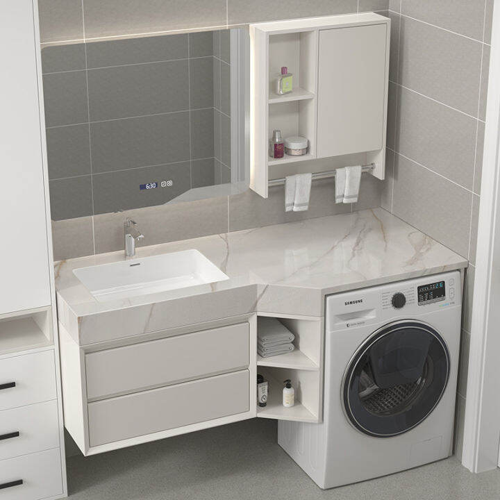 Rock seamless ceramic basin bathroom corner washing machine