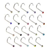 【LZ】✔❀  Nariz de aço inoxidável Studs para mulheres cristal Rhinestone Body Piercing Jóias aço cirúrgico Nose Ring Bar 20pcs por lote