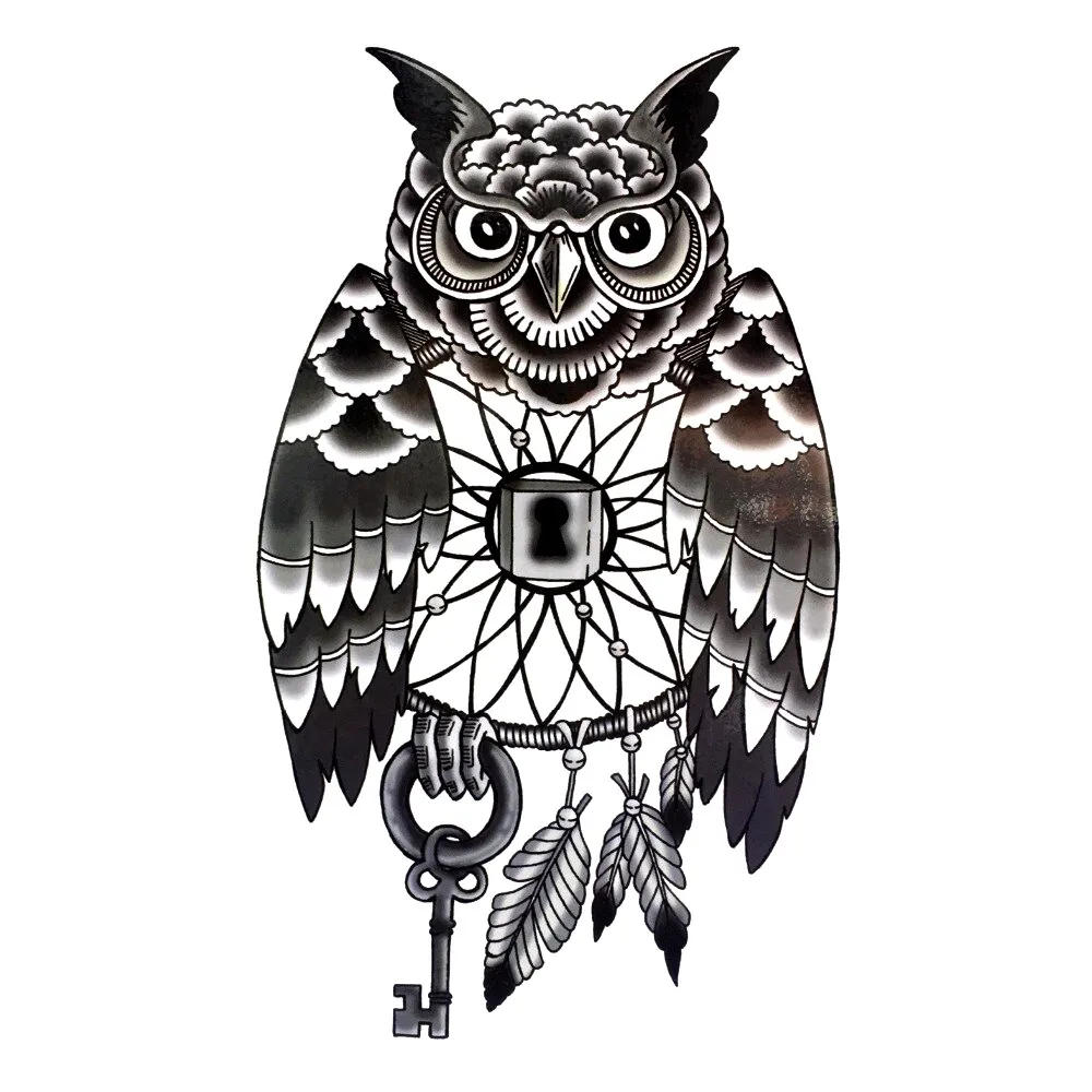 READY STOCK!! STEADY INK 210*148mm Cool Owl Animal Type Tattoo Sticker  Temporary Hand Tattoo Leg Tattoo For Men and Women | Lazada