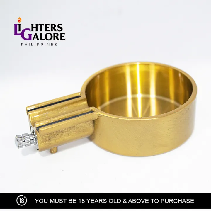 Lighters Galore ASHTRAY 48 (MATCHSTICK LIGHTER, 2 PERMANENT FLINT, GOLD WITH BLACK POUCH & BOX