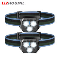 LIZHOUMIL ไฟฉายคาดศีรษะ Led สำหรับกลางแจ้ง,ชาร์จยูเอสบีแบบพกพาไฟฉายไฟฉายติดศีรษะติดเซนเซอร์อัจฉริยะสำหรับปีนเขาแคมป์ปิ้งตกปลา