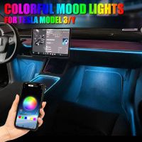 2022 Tesla รุ่น3 Y ภายในรถ Neon ไฟคอนโซลกลาง Dashboard Light Ambient Lighting APP ควบคุม LED Strip Lights