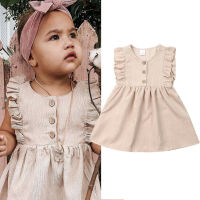 Summer Toddler Baby Girl Lace Dress Ruffles Solid Sleeveless Princess Dresses Little Girls A-Line Party Sundress 1-6Y  by Hs2023