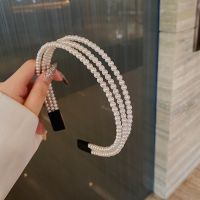 [COD] Korean fashion design geometric three-layer pearl hair hoop ins style head court personality tide net red accessories