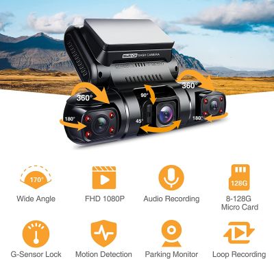 กล้องติดรถยนต์ Wifi ดีวีอาร์4ช่อง Full HD 4*1080P 8 IR รถตู้ไฟรถยนต์แท็กซี่เครื่องบันทึกวิดีโอการขับขี่170 ° จอด24ชั่วโมงที่เก็บของ256G