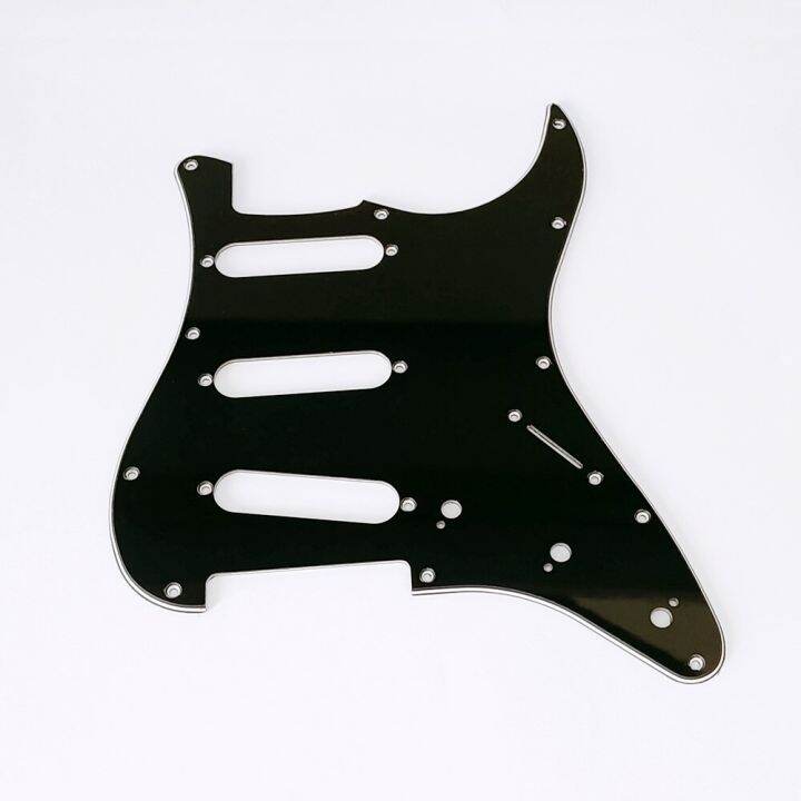 black-3-ply-11-holes-sss-guitar-pickguard-anti-scratch-plate-for-st-fd-electric