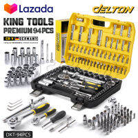 DELTON King Tools ชุดเครื่องมือ ประแจ ชุดบล็อก 94 ชิ้น ขนาด 1/4 นิ้ว และ 1/2 นิ้ว ชุดประแจ บล็อก ไขควง KING TOOLS SERIES ผลิตจากเหล็ก CR-V แท้ รุ่น DKT-94PCS