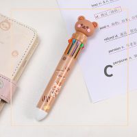 ปากกาลูกลื่นลายหมีการ์ตูนน่ารัก10สีปากกาอุปกรณ์การเรียนเครื่องเขียนปากกาหลากสีสำนักงาน
