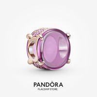 Official Store Pandora 14k Rose Gold-Plated Pink Oval Cabochon Charm