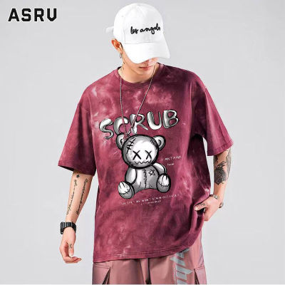 ASRV เสื้อยืดผู้ชาย เสื้อผ้าผู้ชาย t shirt for men เสื้อยืดแขนไทย้อนยุคย้อมสีสำหรับฤดูร้อน,เสื้อยืดแขนสั้นสำหรับคู่รักพิมพ์ลายเสื้อแบบหลวมสำหรับทั้งหญิงและชาย