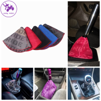 SADSAF ผ้าผ้าทอ Jdm Style SHIFT KNOB BOOT COVER กันฝุ่นกันฝุ่น สไตล์ jdm ปลอกคอคันเกียร์ การเย็บสีแดง อุปกรณ์เสริมรถยนต์