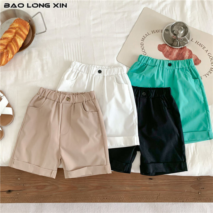 กางเกงขาสั้นเด็กชาย-baolongxin-ในฤดูร้อนเด็กชายเล็กๆใหม่สีทึบกางเกงขาสั้นแบบลำลอง