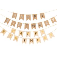 Happy Birthday Banner Cowhide Paper Bronzing Alphabet Flag Garland Birthday Decoration pennants Baby Shower Decoration Banners Streamers Confetti