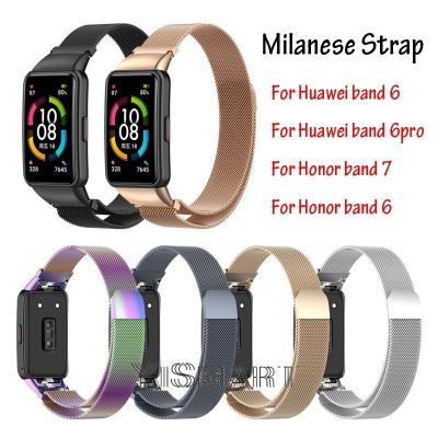 ✥✻ Milanese Watchband ze stali nierdzewnej dla Huawei Band 6 Pro i Honor Band 7/6 wymiana bransoletka akcesoria