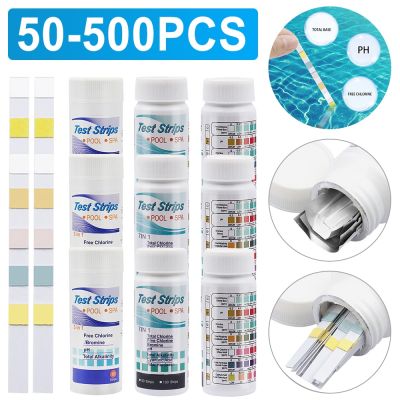 50-500Pcs 7 In 1 Multipurpose Chlorine PH Test Strips SPA Swimming Pool Water Tester Paper Residual Chlorine PH Value Test Inspection Tools
