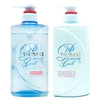 SHISEIDO TSUBAKI Premium Cool Shampoo 490mL + Conditioner 490mL แชมพู&amp; ครีมนวด