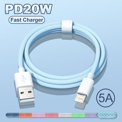 20W PD USB Lightning Charger Cable For Apple iPhone 14 13 12 11 Pro Max mini X XS XR 8 7 6 Plus SE 2020 Fast Charging Weave Wire