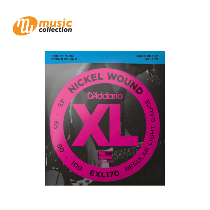 D’ADDARIO EXL170 NICKEL WOUND BASS GUITAR STRINGS, LIGHT, 45-100, LONG SCALE