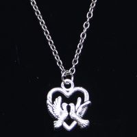 20pcs New Fashion Necklace 18x15mm heart lover dove Pendants Short Long Women Men Colar Gift Jewelry Choker