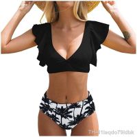 ❦♧▣ Maiô feminino com decote em v fatos de banho femininos push-up cintura alta biquíni beachwear duas peças 2021