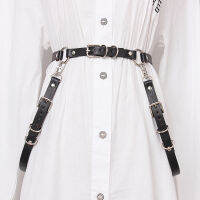 [EAM]  New Spring Summer Pu Leather Black Buckle Split Joint Personality Long Belt Women Fashion Tide All-match JX463