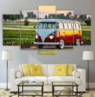 Volkswagen Bus Vw Van Framed Gift Idea โปสเตอร์-5ชิ้น Wall Art ภาพวาดผ้าใบสำหรับ Modern Home ห้องนั่งเล่นตกแต่ง Pictures