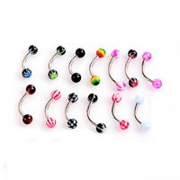 60Pcs Colorful Stainless Steel Ball Barbell Curved Eyebrow Rings Bars Tragus Piercing