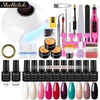 Shelloloh Kit With UV LED Set Soak Off Gel Varnishes 10 Pcs Semi Permanent Professional Nail Tools Kit For Manicure