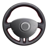 Black Genuine Leather Car Steering Wheel Cover For Renault Clio 3 2008 2009 Clio dynamics 2008 clio mk 3 2010 Car Accessories