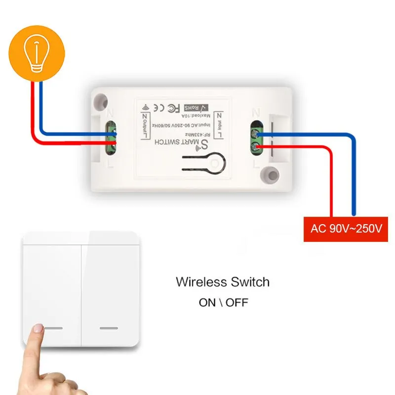 Diese 86 Switch Panel ON/OFF Touch Switch Wireless Light Switch 433Mhz  Remote Control ,AC 90V~250V 10A Interruptor for Lighting