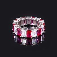 Wong Rain 925เงินสเตอร์ลิง Radiant Emerald Cut Ruby Lab Sapphire อัญมณีแหวนผู้หญิงงานแต่งงานเครื่องประดับขายส่ง