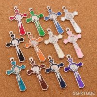 【CW】▫☞  Enamel Benedict Medal Charms Pendants Jewelry L423 8pcs 51x27mm 9Colors