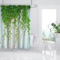 Green ivy picture printing waterproof Shower Curtain Bathroom Decoration（180x180cm）