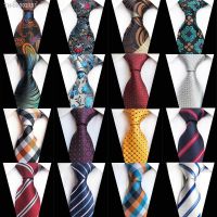 ₪☌ Fashion Paisley Plaid Jacquard Woven Silk Mens Ties Neck Tie 8cm Striped Necktie for Men Business Wedding Formal Gravata Ties