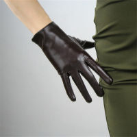 Long Leather Gloves Female 50cm Loose Big Sleeve Faux Leather PU Gloves Coffee Dark Brown Women WPU315