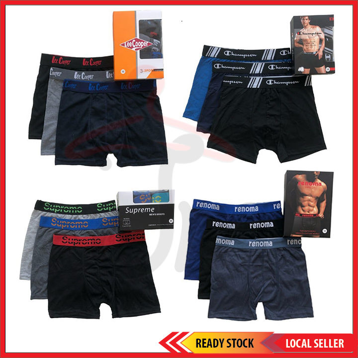 ( 3 HELAI = 1 BOX ) MEN BOXER UNDERWEAR 3PCS IN 1BOX (SELUAR DALAM SEGI ...