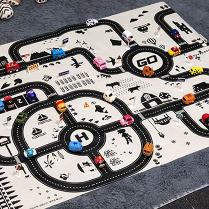 A4QUT Kids Games Cartoon Road Mat Kids Toys Traffic Car Map Children ...