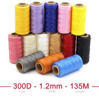 300D 1.2mm - Thick Flat Waxed Thread for Hand Stitch Leather Bag Shoe Book Saddle Material Leather Sewing String Cord DIY L-135M