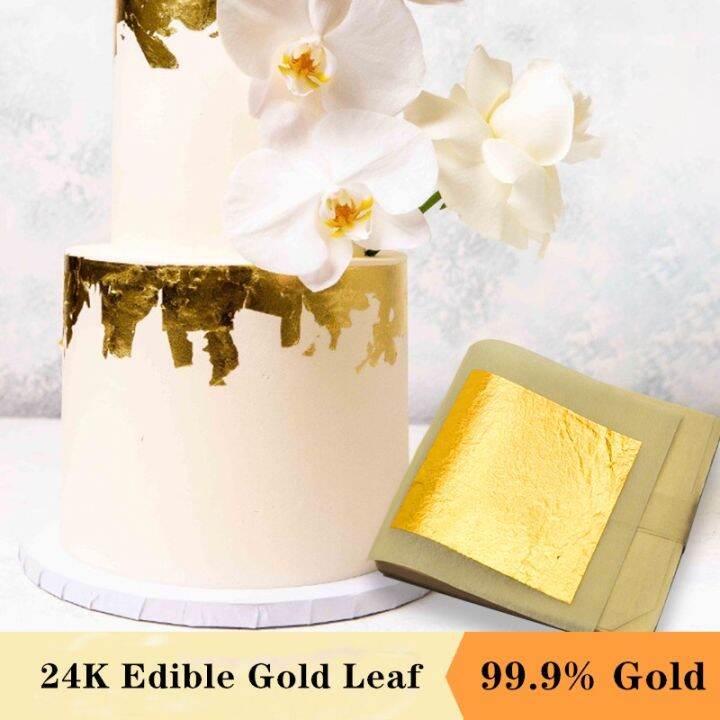 24K Gold Foil Edible Gold Leaf Sheets for Cake Decoration Steak Real