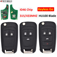 Keyless-Go กุญแจรถสมาร์ทระยะไกล315เมกะเฮิร์ตซ์433เมกะเฮิร์ตซ์ชิป ID46 HU100ใบมีดเจียระไนสำหรับเชฟโรเลตครูซโซนิคมาลี Bu Impala Equinox camoro