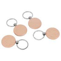 60Pcs Blank Round Wooden Key Chain Diy Wood Keychains Key Tags Can Engrave Diy Gifts