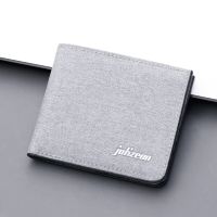 【CW】 Canvas Men Wallet Black/blue/gray Card Holder Male Money Short ID/photo 2022 Purse Credit