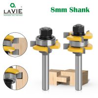 LAVIE 2pcs 8mm Shank Joint Assemble Router Bits Tongue &amp; Groove T-Slot Milling Cutter for Wood Woodwork Cutting Tools MC02121 Decanters