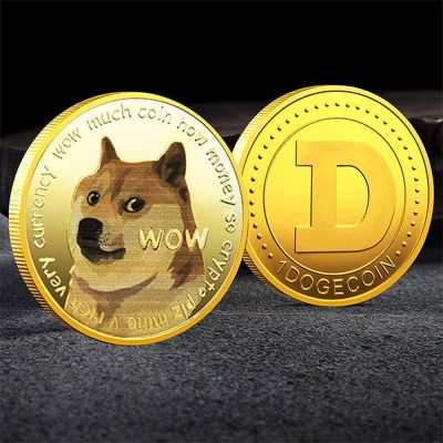Gold/Silver WOW Dogecoin To The Moon In Doge We Trust Gold Plated Commemorative Coins Cute Dog Pattern Printed Collection Gifts