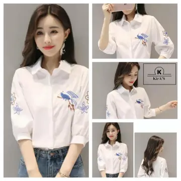 CÓ CLIP  Áo Sơ mi nữ Seon dáng lửng ngắn tay mùa hè 2021 Redshop   Vshopasia