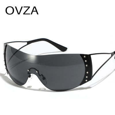 OVZA แว่นตาแฟชั่นขนาดใหญ่ขอบ 2023 แว่นตากันแดดแบรนด์หรูผู้หญิงไล่ระดับสีแว่นกันแดดชายสะท้อนแสง S2011