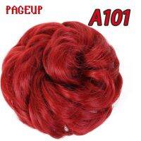 วิกผมปลอม Pageup สำหรับผู้หญิงยางยืด Chignon ผมมวยแบบผมหยิกที่ยืดผมสีดำสีบลอนด์ไฟเบอร์อุณหภูมิสูงแฮร์พีซติดผม