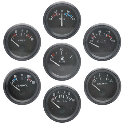 2" 52MM Water temp Oil temp Oil press psi Oil press kg Volt Ammeter Fuel level (without float) Gauge Car