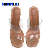 SDWK 5/7/9cm Women Sandals PVC Jelly Crystal Heel Transparent Women Slippers Sexy Clear High Heels Summer Sandals Pumps Shoes